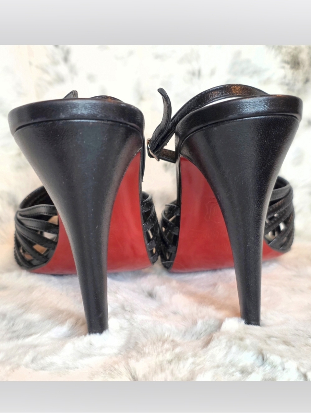 Christian Louboutin Black Leather Strappy Caged Sling Back Heels EU 38 / US 8 - Picture 5 of 8